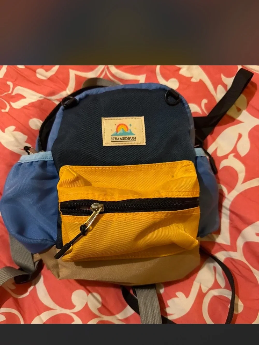 Small Kids Colorblock Backpack - Navy, Yellow, Blue